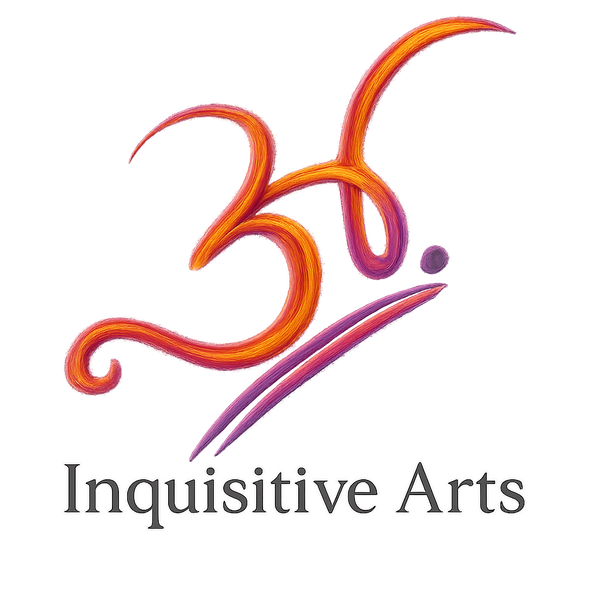 Colorful logo with 'Inquisitive Arts' text on a white background